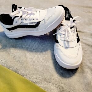 Vans Kids White and Black Sneakers